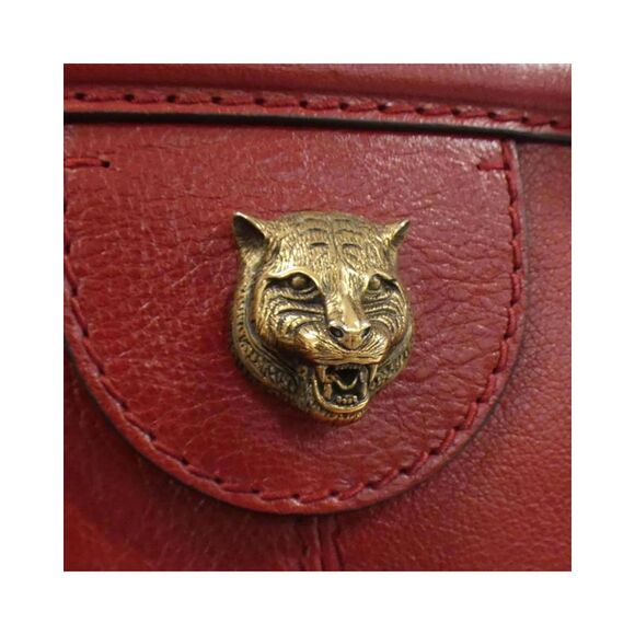 Pre Loved Gucci Leather Dome Shoulder Bag Women Red - Picture 5 of 8